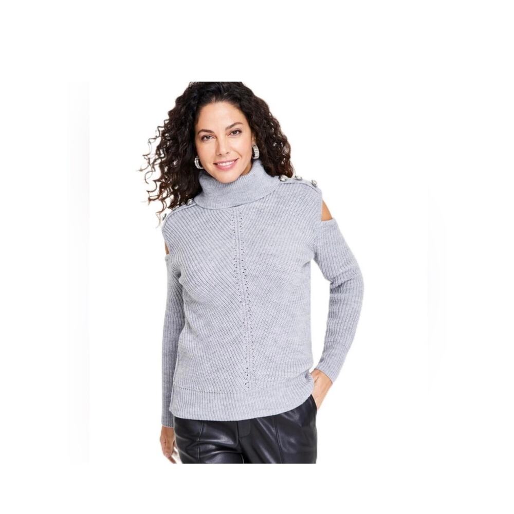 INC International Concepts Women’s Sweater sz M Cold Shoulder NEW # H654